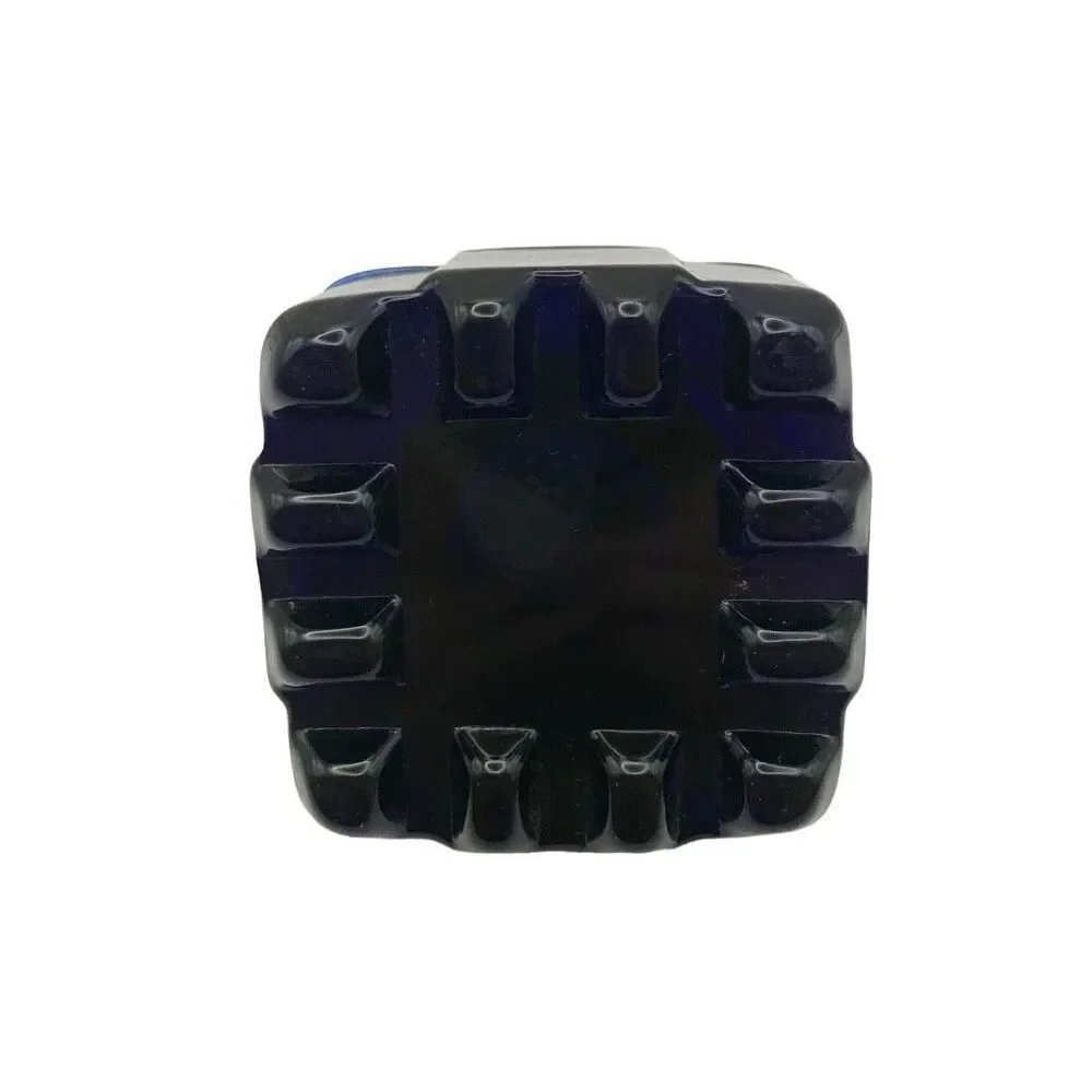 Antique Cobalt Glass Inkwell Square With Brass‎ Hinged Lid